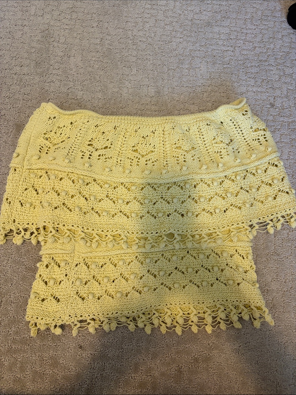 Zara Yellow Crochet Off-Shoulder Top M